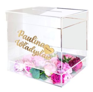 Pudełko na koperty, skarbonka ślubna Glamour z dedykacją