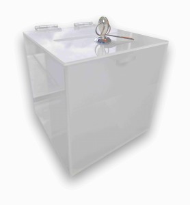 Skarbonka, urna z plexi 15x15x15 cm - plexi 3 mm - szroniona / mrożona