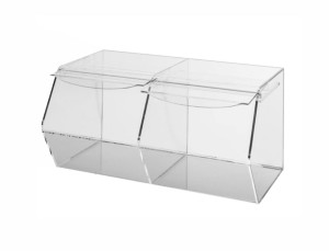 Pojemnik na cukierki, bakalie do sklepu - 2 komory z klapką